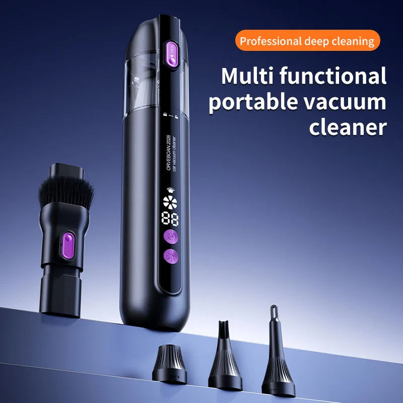 4-in-1 Cordless Car Vacuum Cleaner with Wet/Dry Capability, HEPA Filter, 100 AW Suction Power, Lightweight and Portable Design
