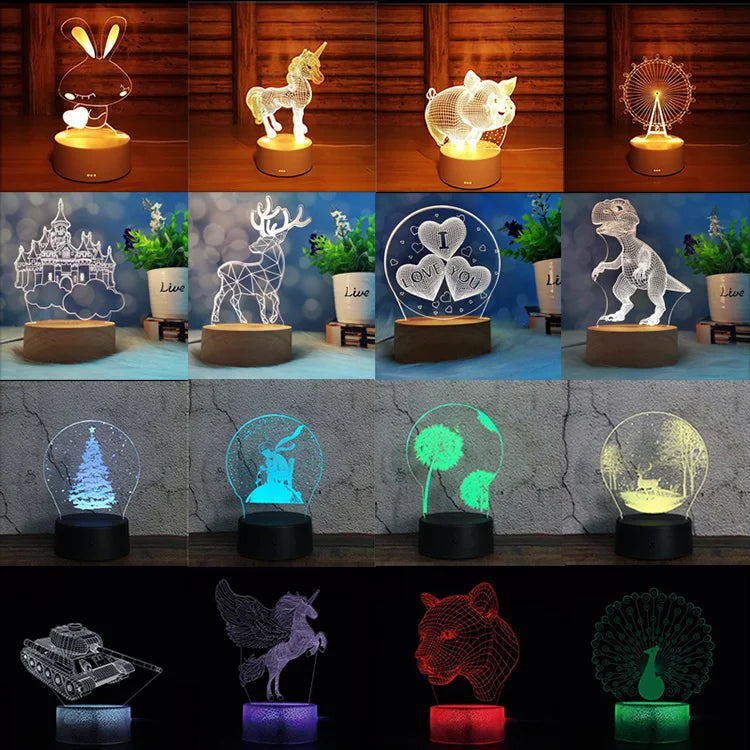Customizable LED 3D Illusion Anime Acrylic Table Lamp - Creative Night Light for Kids' Home Decor