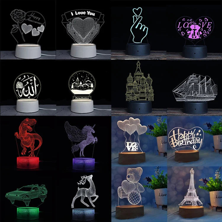 Customizable LED 3D Illusion Anime Acrylic Table Lamp - Creative Night Light for Kids' Home Decor