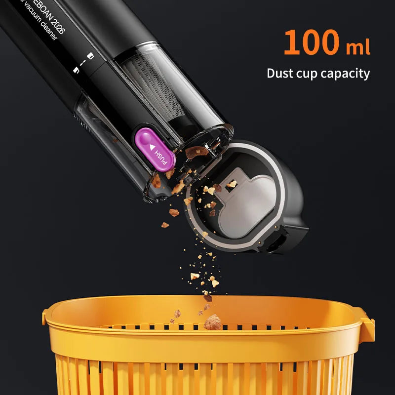 4-in-1 Cordless Car Vacuum Cleaner with Wet/Dry Capability, HEPA Filter, 100 AW Suction Power, Lightweight and Portable Design